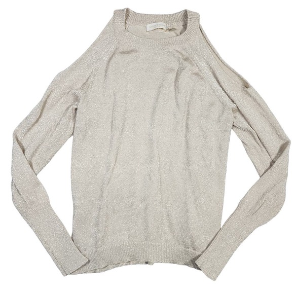 Ramy Brook Women's Metallic Gold Sparkly Cold Shoulder Long Sleeve Top Size‎ XS - Picture 1 of 11